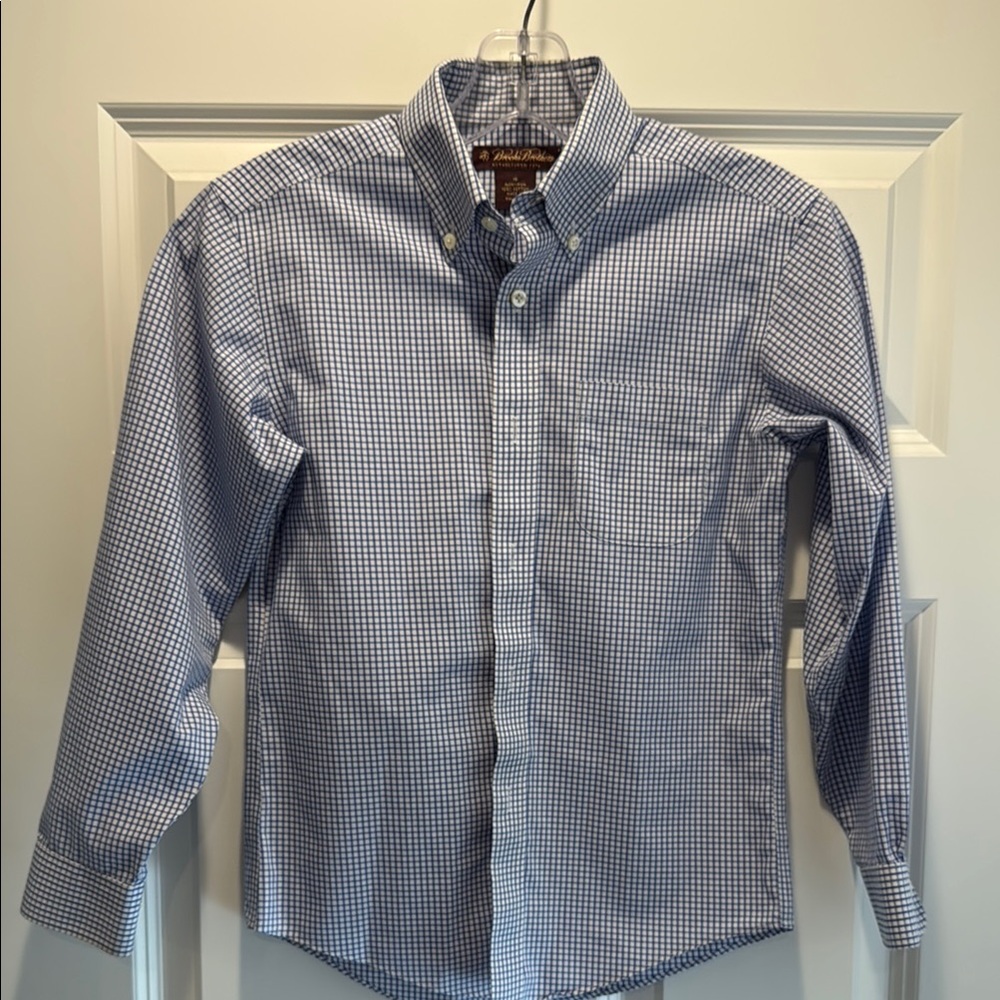 Boys Brooks Brothers blue and white button down size 10